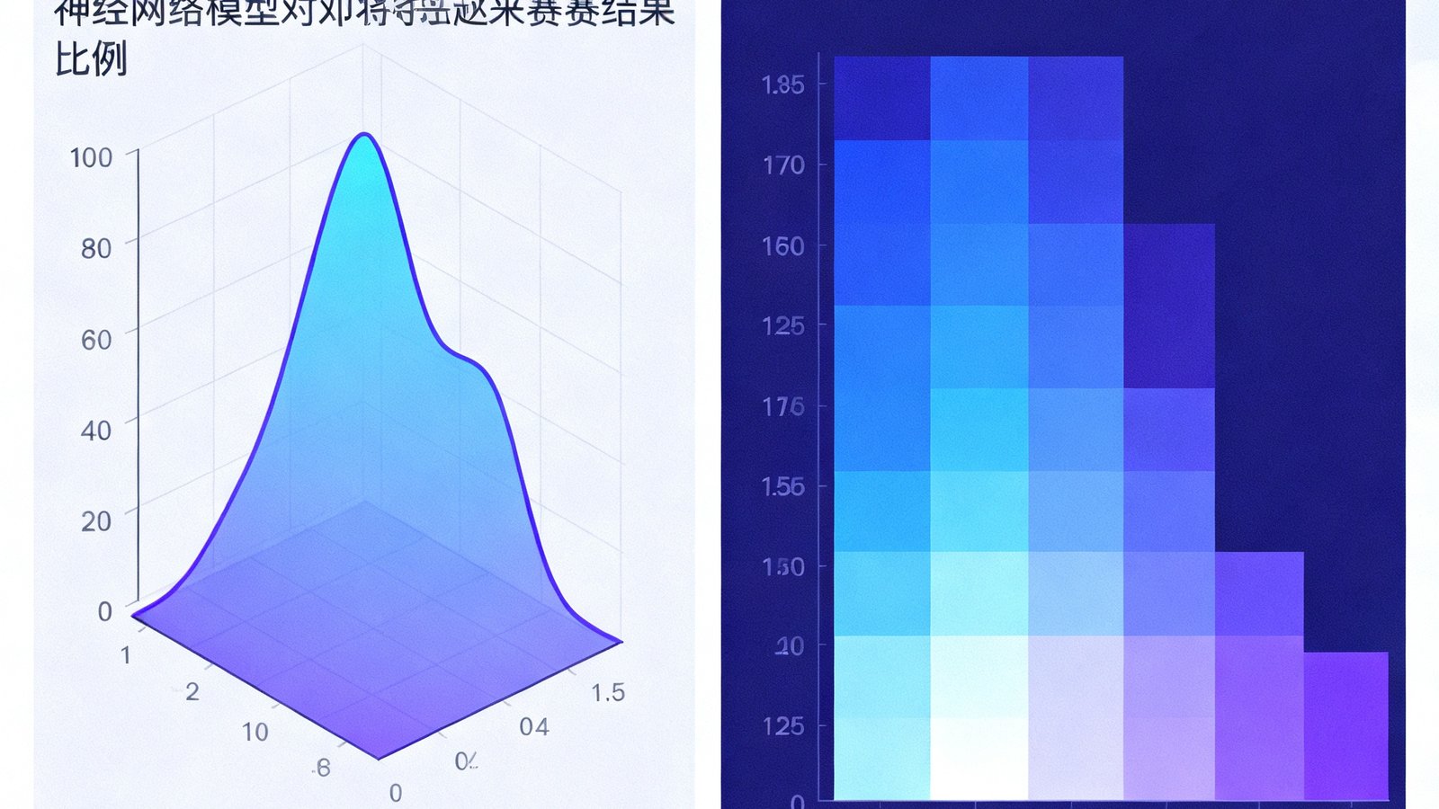 AI预测模块可视化界面，展示神经网络模型对即将到来赛事的结果概率分布图，使用热力图呈现各项影响因子的权重